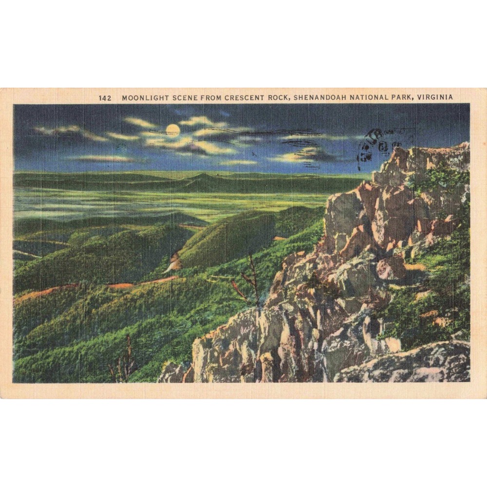 Vintage 1937 Crescent Rock Shenandoah National Park Virginia Linen Postcard - Picture 1 of 2